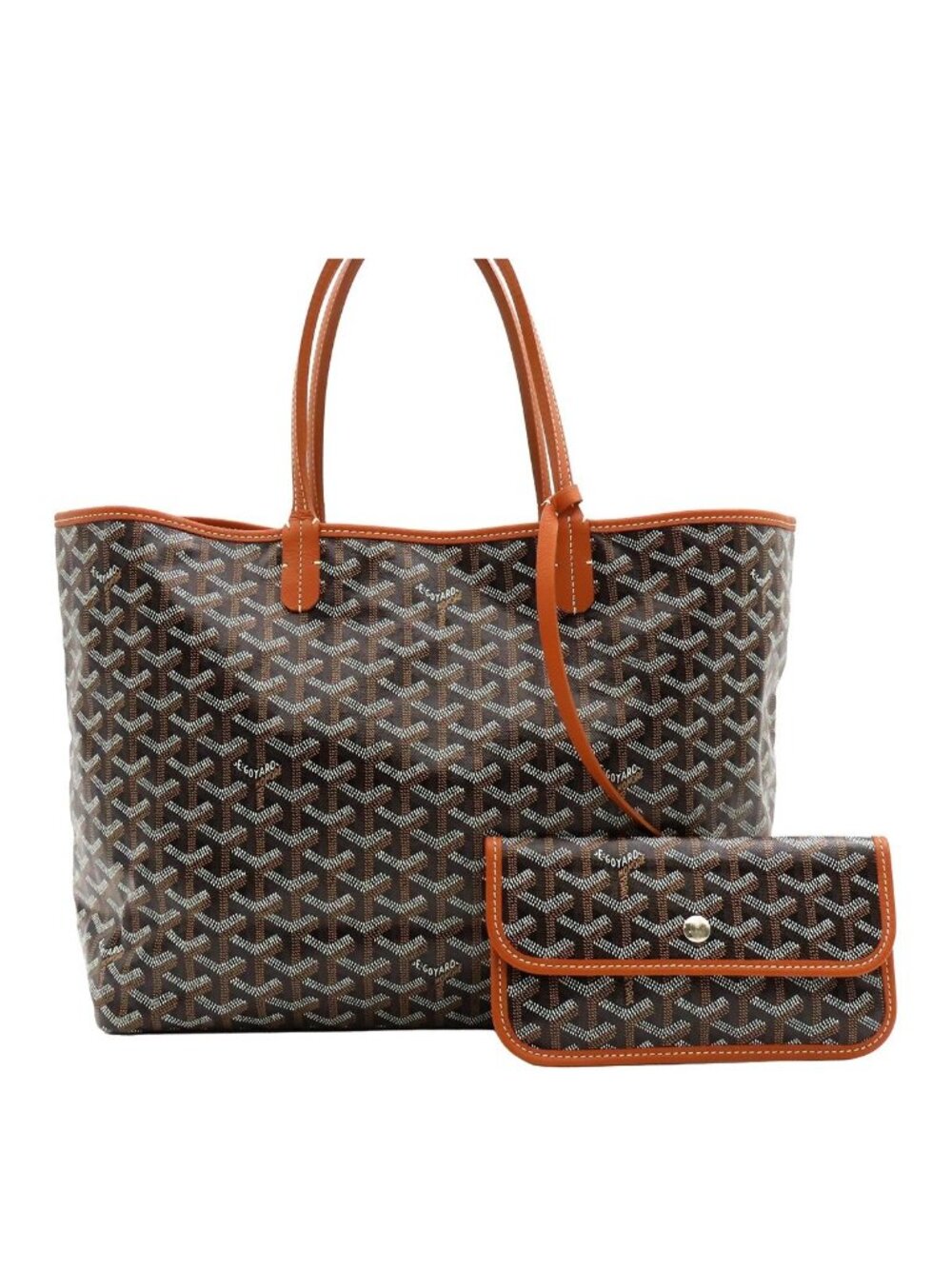 Goyard Saint Louis PM Black Brown White Leather Tote Bag
